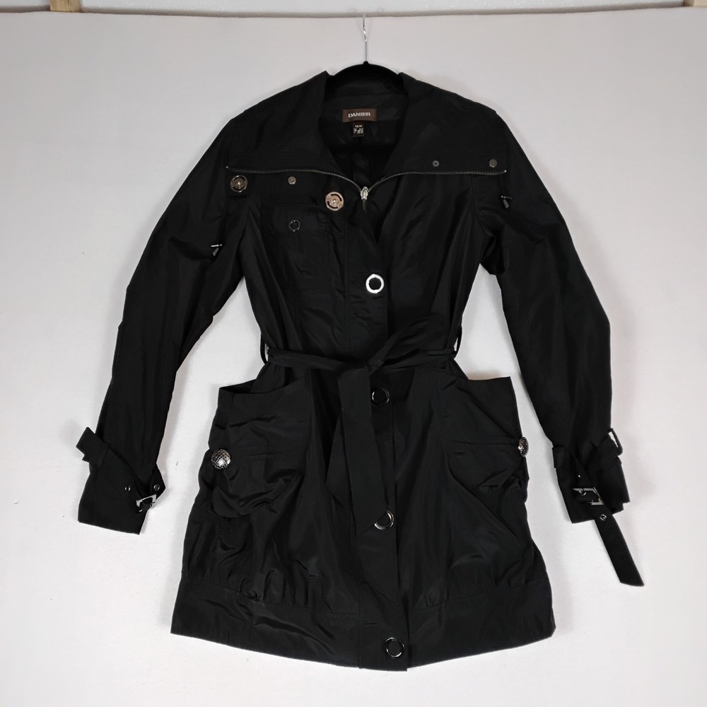 Danier Womens Black Moto Style Belted Snap Button Jacket 95740 Size XS